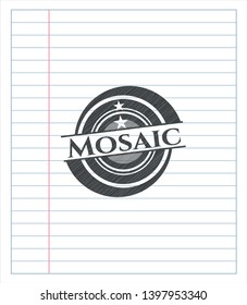 Mosaic emblem with pencil effect. Vector Illustration. Detailed.