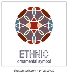 mosaic emblem. Vector sign with geometric ornament for interior and decor logo design