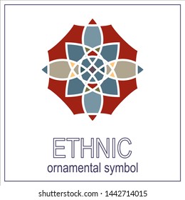 mosaic emblem. Vector sign with geometric ornament for interior and decor logo design