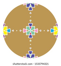 mosaic emblem. Vector sign with geometric ornament for interior and decor logo design