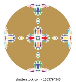 mosaic emblem. Vector sign with geometric ornament for interior and decor logo design