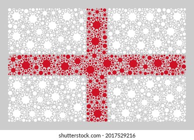 Mosaic England flag created with contagious items. Vector covid-2019 collage England flag designed for medicare advertisement. Designed for political or patriotic collages.