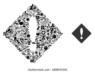 Mosaic error with healthcare icons and basic icon. Mosaic vector error is designed with healthcare symbols. Abstract illustrations elements for pandemic posters.