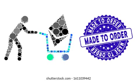 Mosaic Ethereum Shopping Cart Icon And Rubber Stamp Seal With Made To Order Caption. Mosaic Vector Is Designed With Ethereum Shopping Cart Icon And With Randomized Circle Items.