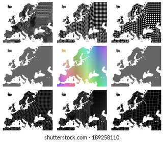 Mosaic Europe map set - vector version