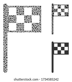 Mosaic Final flag icon constructed from uneven parts in different sizes, positions and proportions. Vector rough parts are combined into abstract mosaic final flag icon.