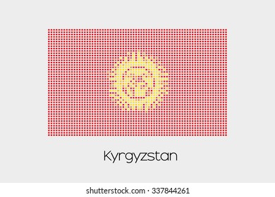 A Mosaic Flag Illustration of the country of Kyrgyzstan