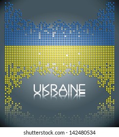 Mosaic flag of Ukraine made of square blocks, vector eps10