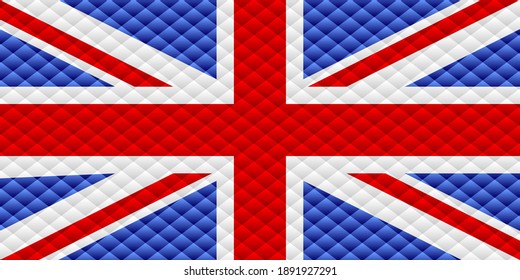 Mosaic flag of the United Kingdom - Illustration, 
Three dimensional flag of United Kingdom