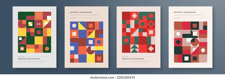 Plantilla de diseño de póster abstracto geométrico plano de mosaico