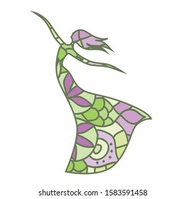 mosaic floral pattern inside abstract female figure, vector