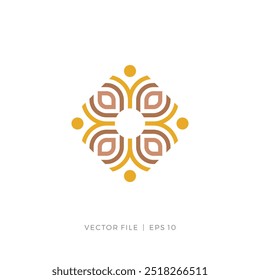Diseño de logotipo humano de hoja de flor de mosaico