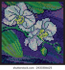 Mosaic flowers. Decorative illustration. Vector.