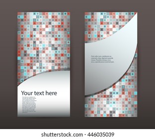 Mosaic flyer design elements. Modern style Design vertical banners background page. Vector illustration EPS 10 for template brochure, layout leaflet, newsletters, card front and back