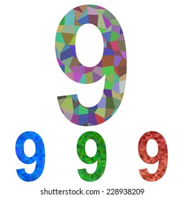 Mosaic font design set - number 9