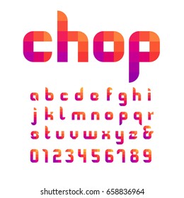 Mosaic Font. Vector Alphabet With Latin Letters And Numbers.