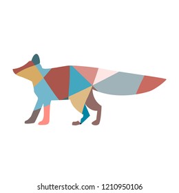 Mosaic fox silhouette. Colouring. Isolate object on the white background.