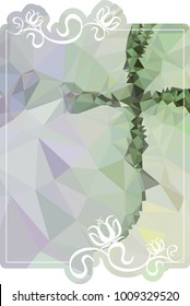 Mosaic frame with abstract flowers silhouettes. Vector clip art