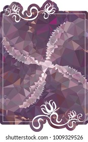 Mosaic frame with abstract flowers silhouettes. Vector clip art