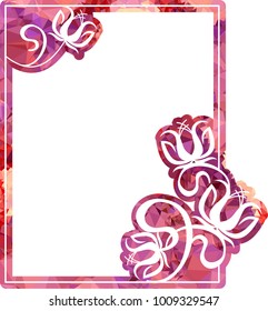 Mosaic frame with abstract flowers silhouettes. Vector clip art