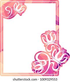 Mosaic frame with abstract flowers silhouettes. Vector clip art