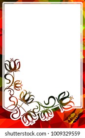 Mosaic frame with abstract flowers silhouettes. Vector clip art