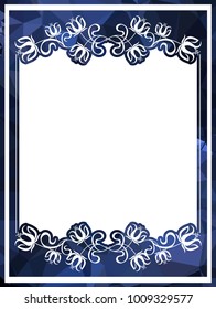 Mosaic frame with abstract flowers silhouettes. Vector clip art