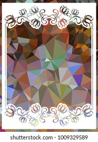 Mosaic frame with abstract flowers silhouettes. Vector clip art