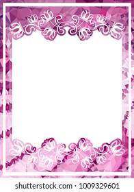 Mosaic frame with abstract flowers silhouettes. Vector clip art