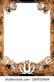 Mosaic frame with abstract flowers silhouettes. Vector clip art