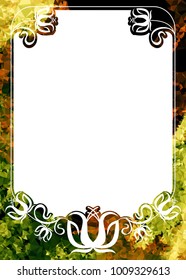 Mosaic frame with abstract flowers silhouettes. Vector clip art