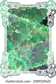 Mosaic frame with abstract flowers silhouettes. Vector clip art