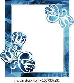 Mosaic frame with abstract flowers silhouettes. Vector clip art