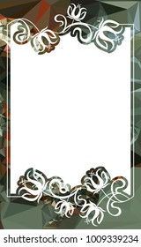 Mosaic frame with abstract flowers silhouettes. Vector clip art