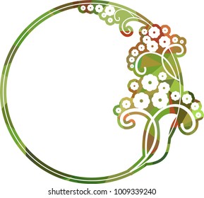 Mosaic frame with abstract flowers silhouettes. Vector clip art