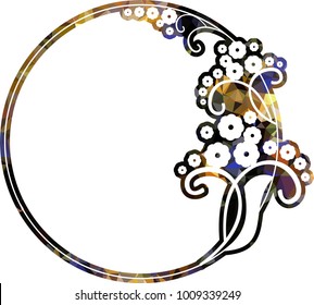 Mosaic frame with abstract flowers silhouettes. Vector clip art