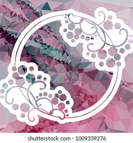 Mosaic frame with abstract flowers silhouettes. Vector clip art