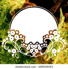 Mosaic frame with abstract flowers silhouettes. Vector clip art