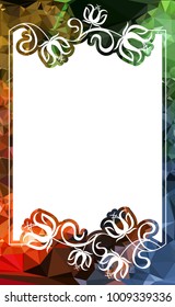 Mosaic frame with abstract flowers silhouettes. Vector clip art