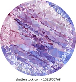 Mosaic frame with abstract flowers silhouettes. Vector clip art