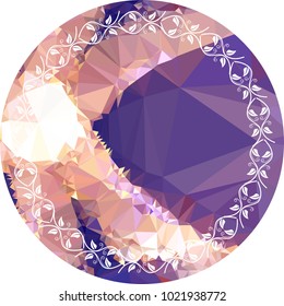 Mosaic frame with abstract flowers silhouettes. Vector clip art