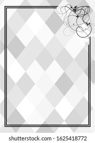 mosaic frame with grapes on vine with checkered gray background. vector