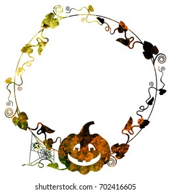 Mosaic frame with Halloween pumpkin silhouette. Vector clip art.