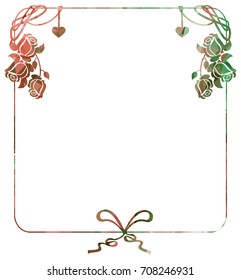 Mosaic frame with stylized roses silhouettes. Vector clip art.