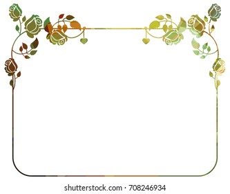 Mosaic frame with stylized roses silhouettes. Vector clip art.