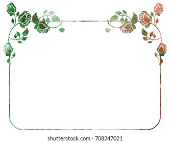 Mosaic frame with stylized roses silhouettes. Vector clip art.