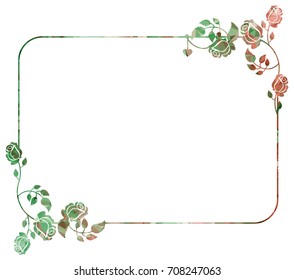 Mosaic frame with stylized roses silhouettes. Vector clip art.