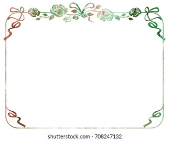 Mosaic frame with stylized roses silhouettes. Vector clip art.