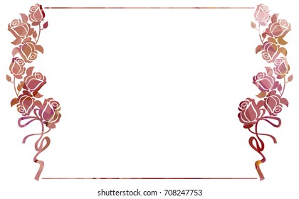 Mosaic frame with stylized roses silhouettes. Vector clip art.