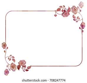 Mosaic frame with stylized roses silhouettes. Vector clip art.